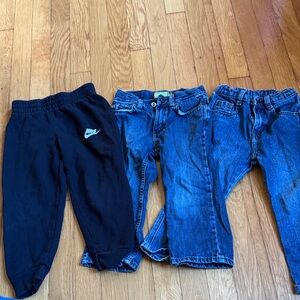 Nike Kids Black Sweatpants and old navy, wrangler Blue Jeans Trio